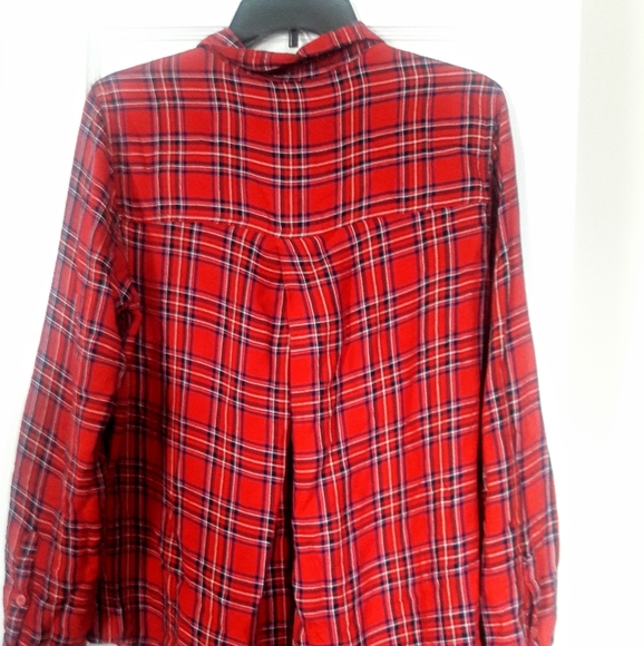 Red Plaid Shirt size S Middle Botton Dawn Universa - Picture 3 of 6